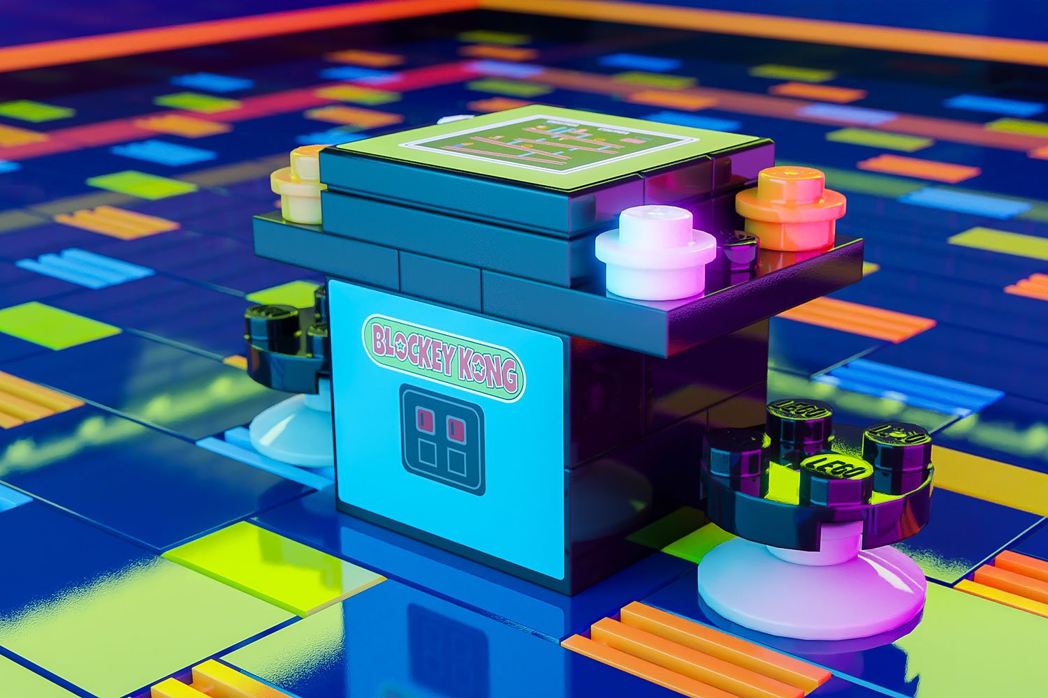 Blockey Kong 2-Player Classic Arcade made using LEGO parts - B3 Customs