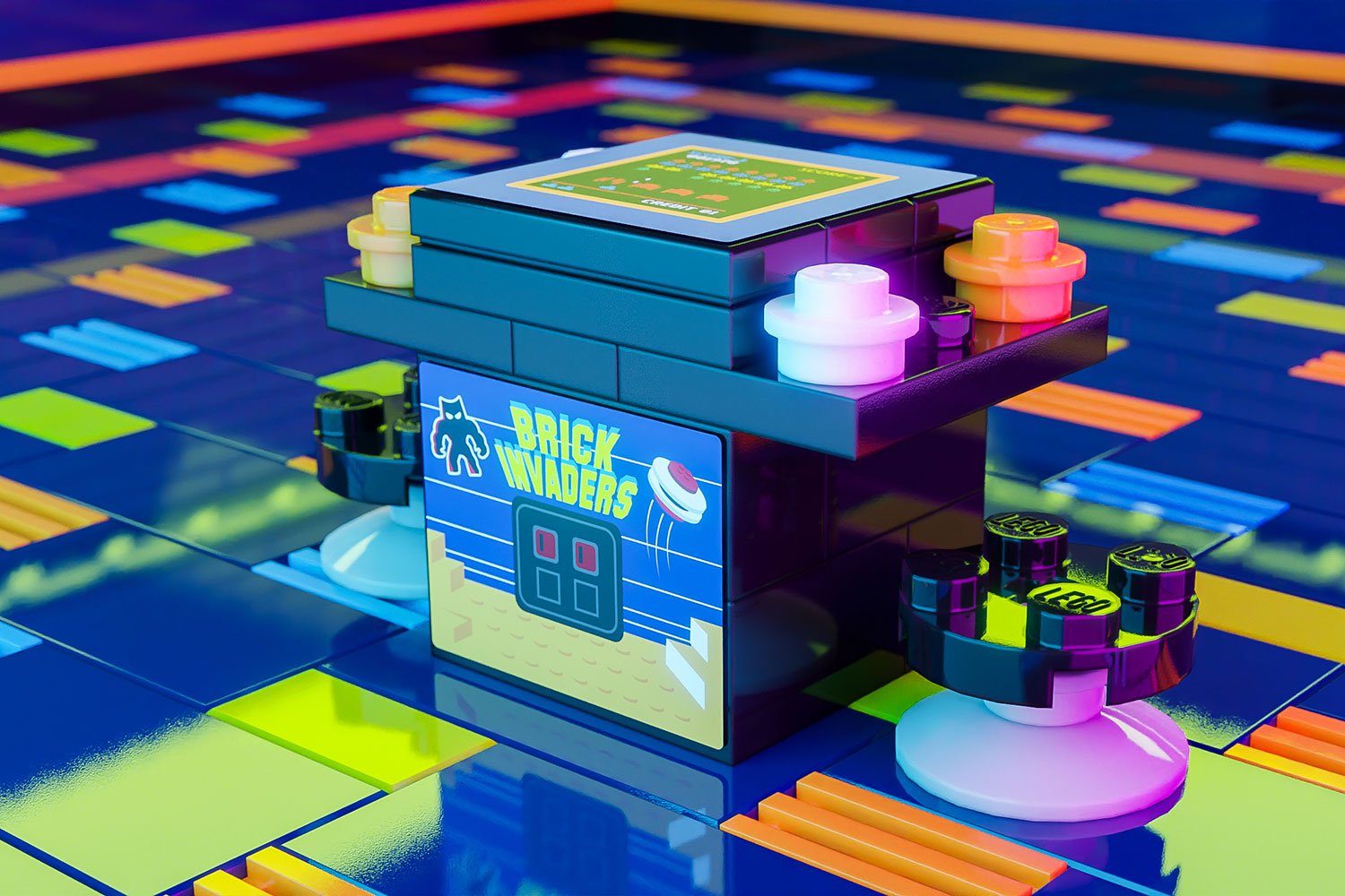 Brick Invaders 2-Player Classic Arcade made using LEGO parts - B3 Customs